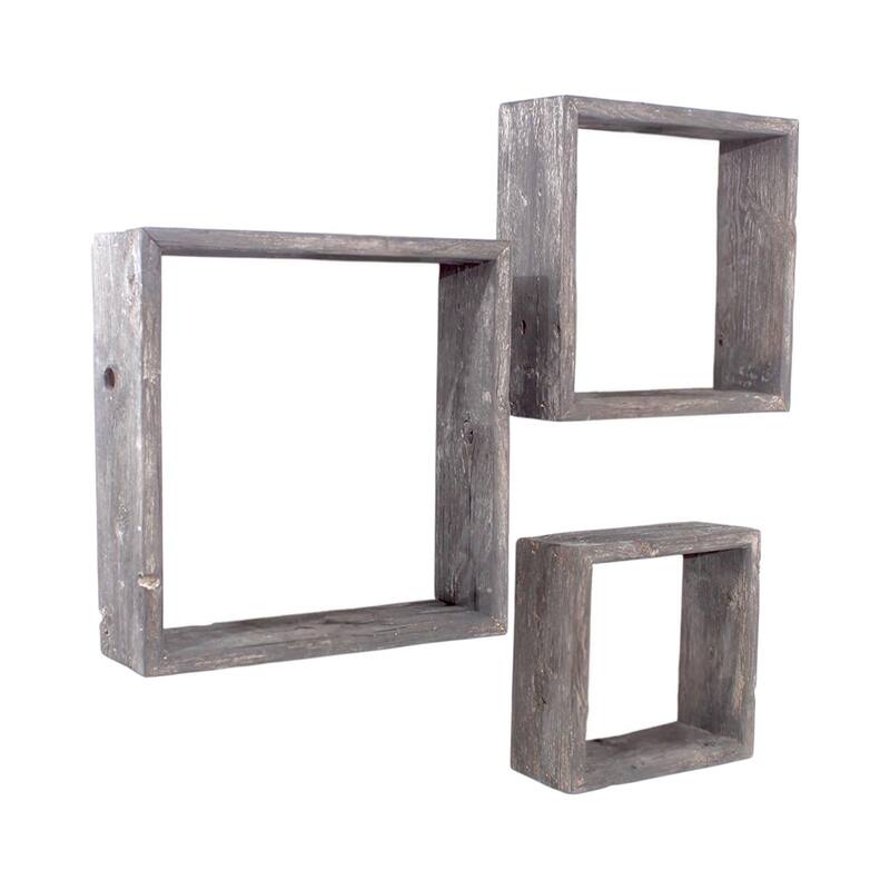 HomeRoots Set of Three Smoky Black Wood Square Hanging Dimensional Sculpture - 13" x 13"