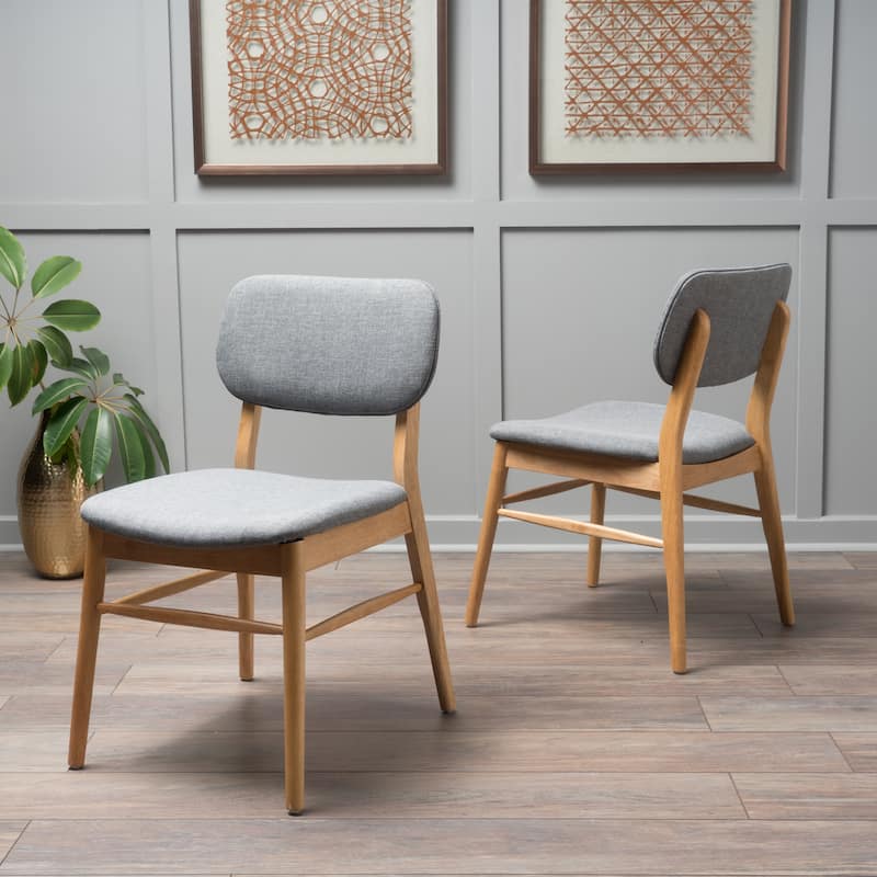 Modern Set of 2 Dining Chairs with Backrest Upholstered Seat, Rubberwood Legs, for Dining Room Living Room and Bedroom