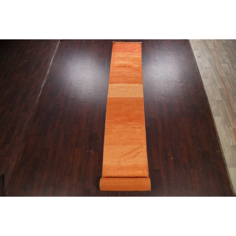 Modern Oriental Gabbeh Kashkoli Wool Runner Rug Hand-knotted - 2'5" x 20'2"