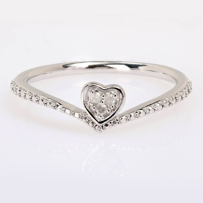 Miadora Diamond Accent Heart Promise Stacking Ring in Sterling Silver