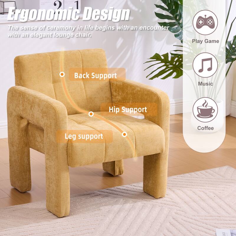 Modern Minimalist Single Armchair, Upholstered Accent Chair for Living Room, Bedroom, Office, Nordic Style Single Sofa Chair