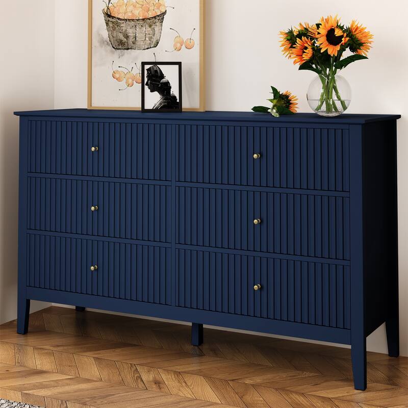 Modern 6-Drawer Fluted Dresser