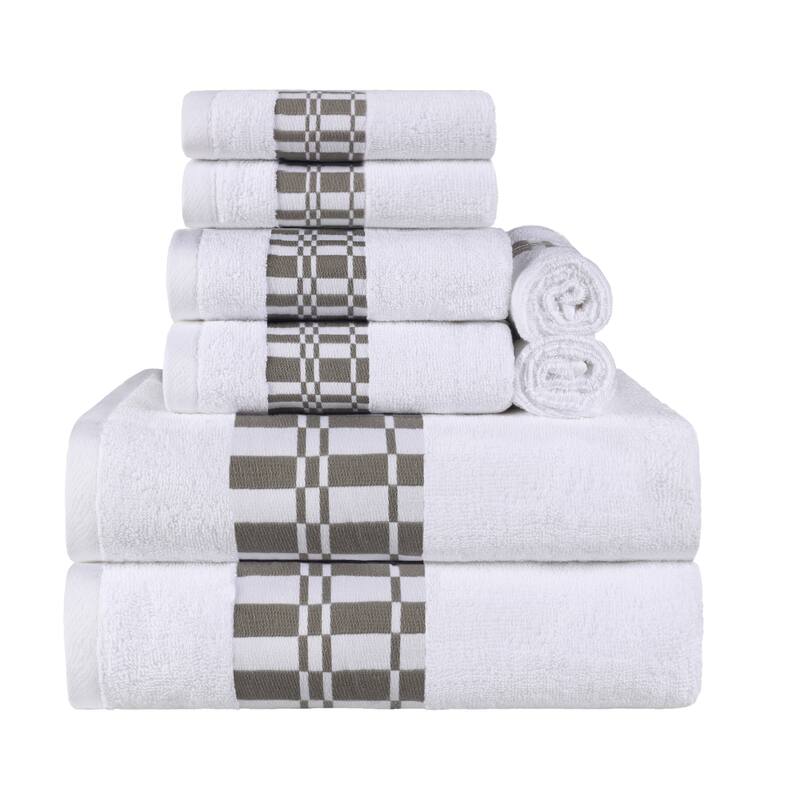 Superior Larissa Cotton Embroidered Geometric Border 8-Piece Towel Set