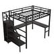 preview thumbnail 8 of 6, Full XL Size Metal Loft Bed with L-shaped Desk and USB, Wardrobe and LED