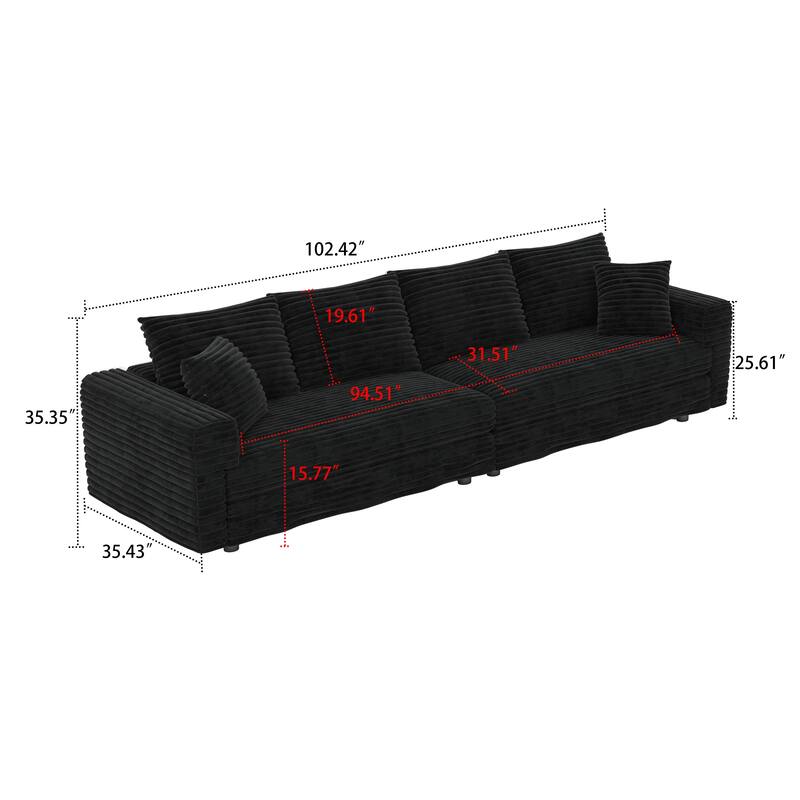 Modern Corduroy Fabric Upholstered Sofa Couch