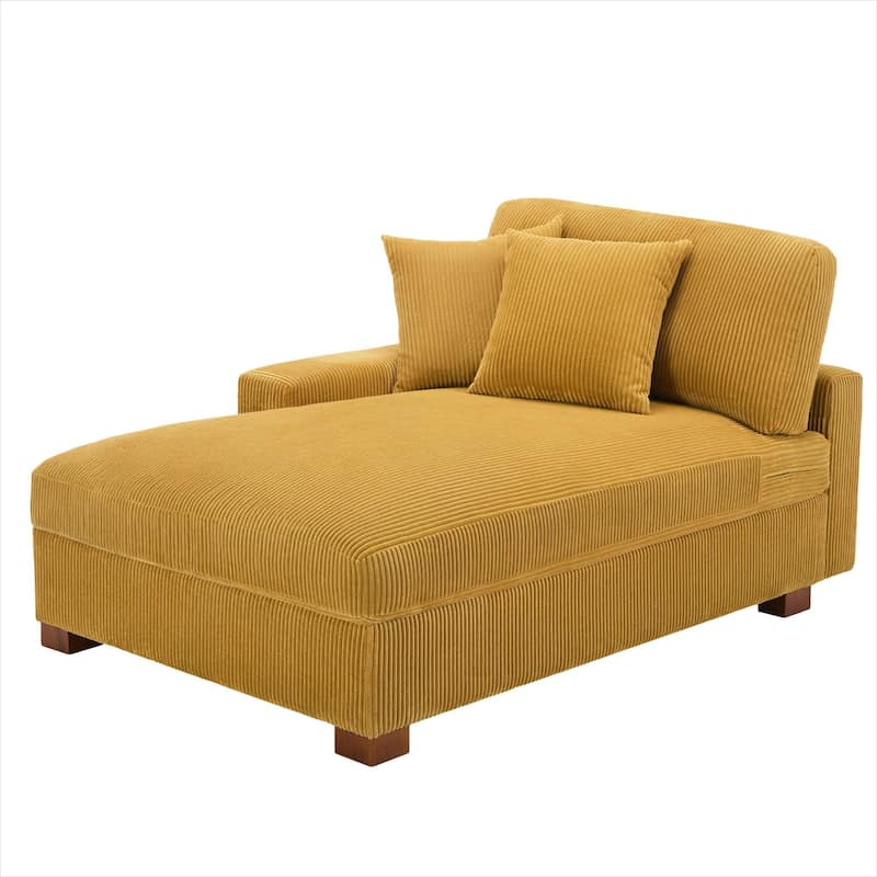 Modern Corduroy Indoor Chaise Lounge Couch with Pillows