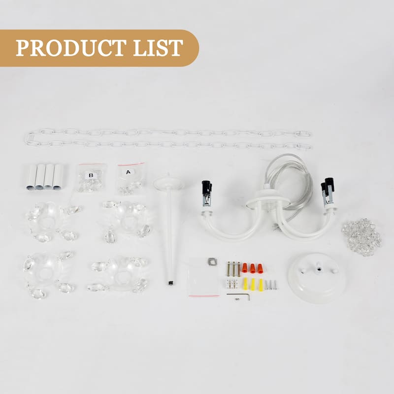 Mini Modern 4-Light Candle Style Crystal Chandelier - 15.74'' W x 17.71'' H - N/A