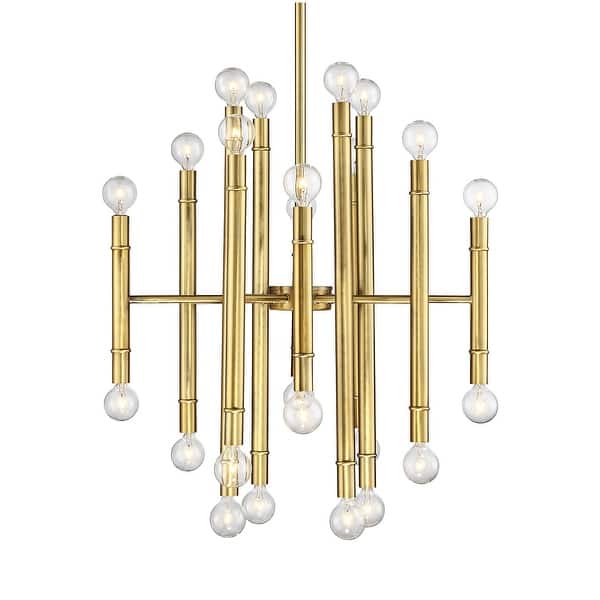 slide 2 of 4, Meridian M10040 24 Light 22" Wide Chandelier Natural Brass