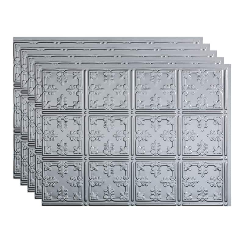FASÄDE Traditional Style 10 Decorative Vinyl Backsplash Panel - 5 Pack - Argent Silver