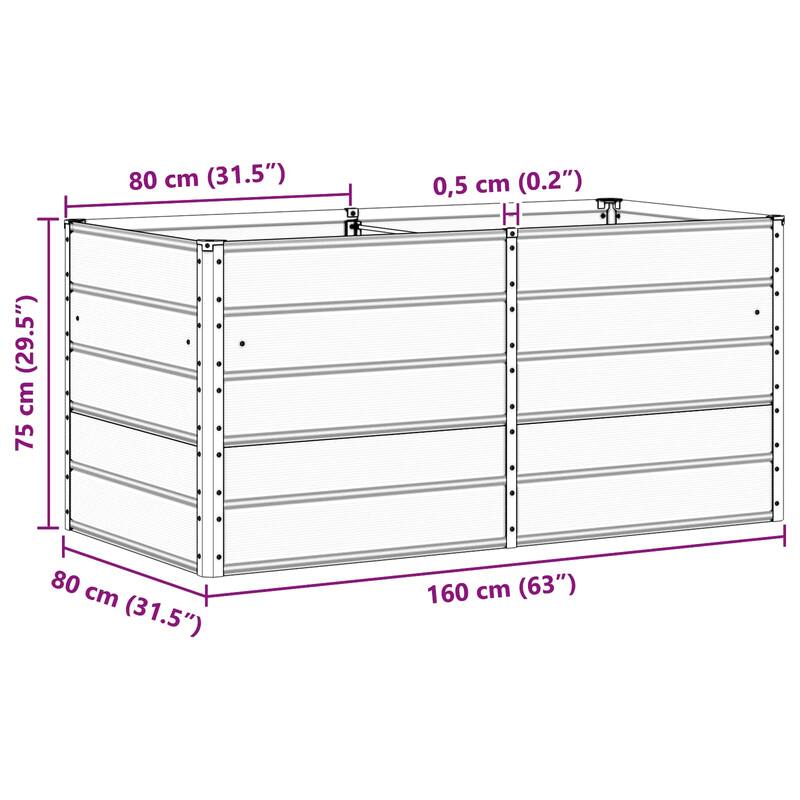 vidaXL Planter in Steel - 62.99 x 31.50 x 17.72
