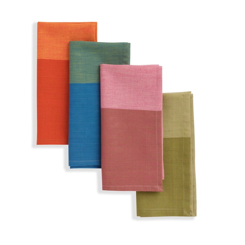 CHIC Banded Napkins by Sustainable Threads | 100% Cotton | Handmade | Fairtrade | 16x16 inch (Set of 4) - 16"x16" - Emberleaf