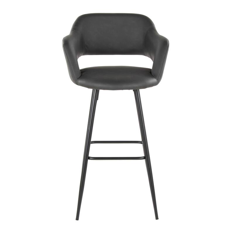 Porch & Den Vallen 30" Fixed-Height Faux Leather Counter Stool with Metal Legs & Square Footrest (Set of 2)