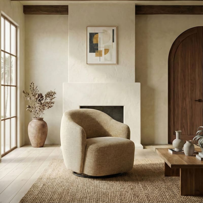 SAFAVIEH Couture Peitra Boucle Accent Chair - 29"W x 32"D x 31"H - Light Brown