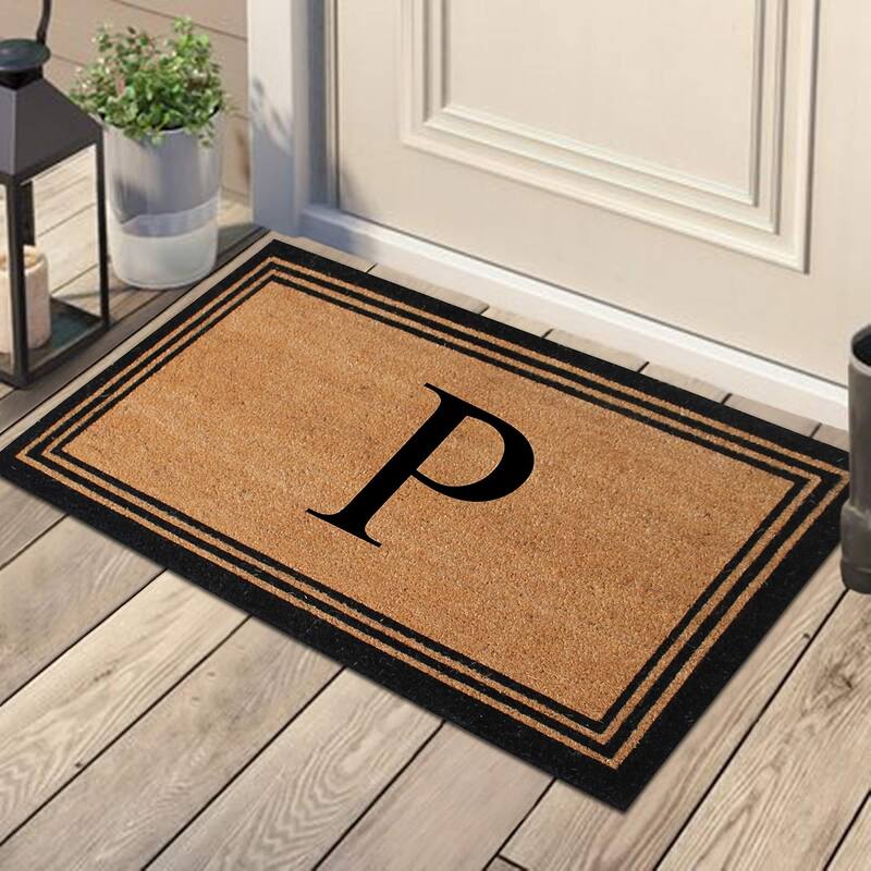 A1HC Pure Natural Coir Monogrammed Heavy Duty PVC Backing Doormat