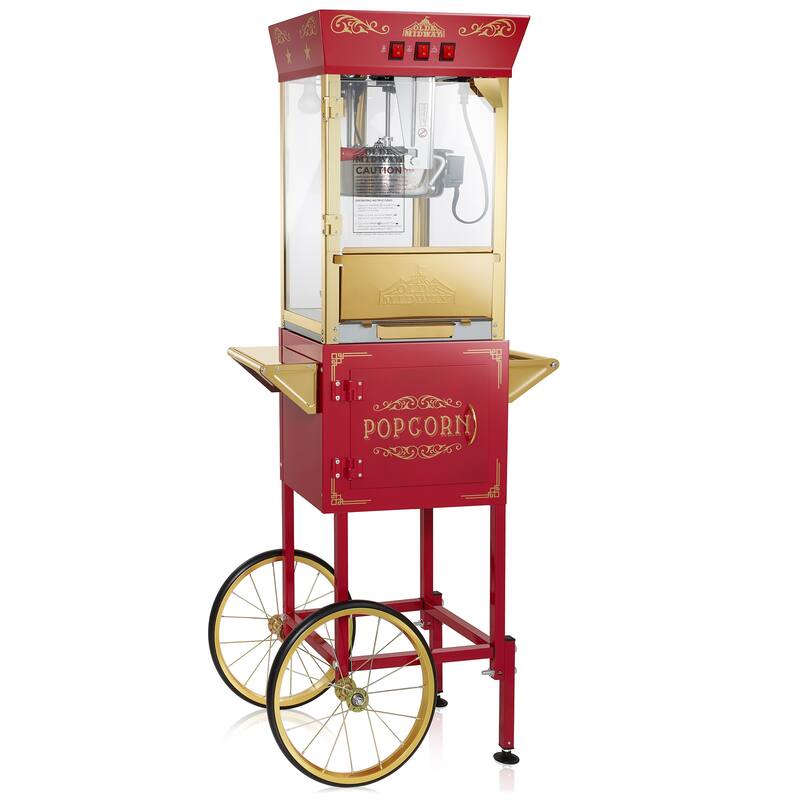 Movie TheaterStyle Popcorn Machine with Cart and 10oz Kettle - Red