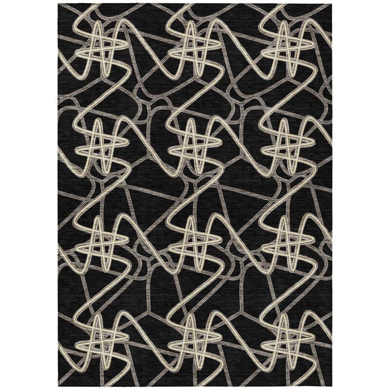 HomeRoots Geometric Contemporary Rectangle Outdoor Rug