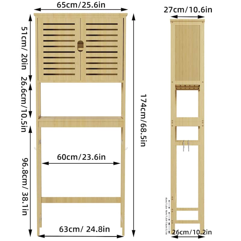 Bamboo Over-The-Toilet Storage Cabinet Bathroom Organizer