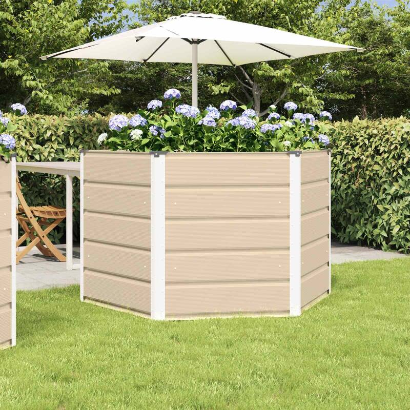 vidaXL Planter in Steel - 50.79 x 50.79 x 17.72 in. - Off-White - 50.79 x 50.79 x 29.53 in