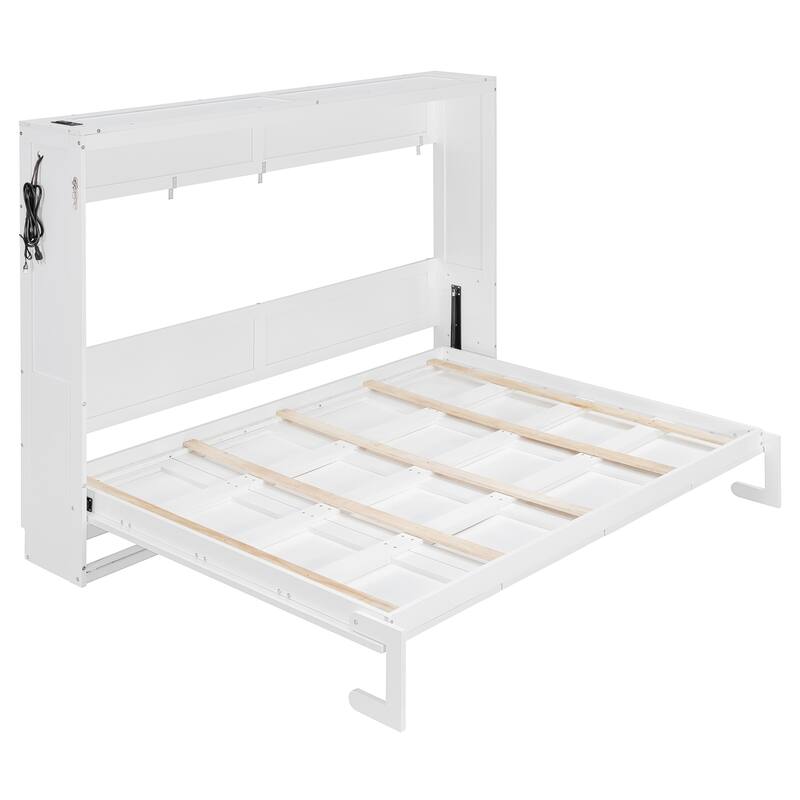 Side-Folding Printed Murphy Bed with LED and USB