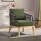 preview thumbnail 2 of 12, Living Room Casual Wooden Hand Braided Rope Armchair Rattan Chair for Living Room Apartment Green - 1PCS