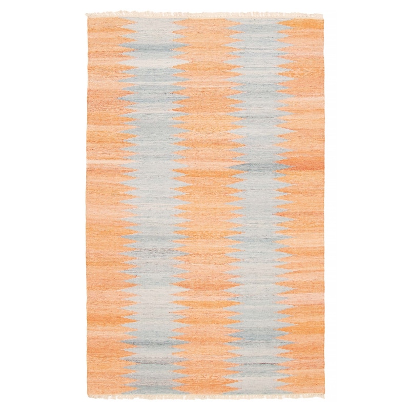 Ankara FW Copper, Blue Kilim 5'0" x 8'1" - 5'0 x 8'1 - Copper/ Light Blue - 5'0 x 8'1