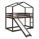 preview thumbnail 35 of 40, Twin Over Twin Wooden Bunk Bed with Roof, Slide and Ladder
