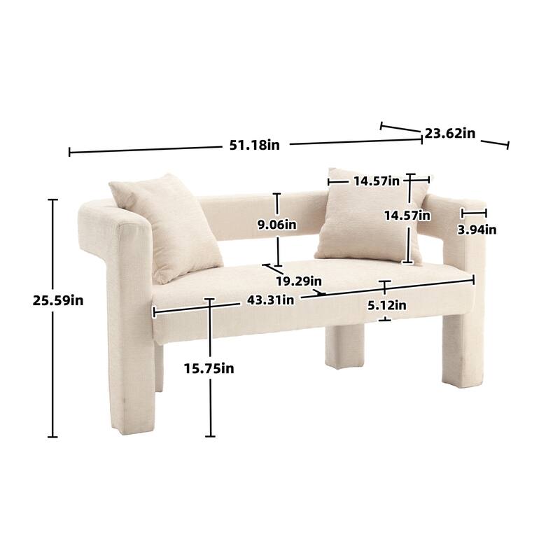 Roomfitters Chenille Loveseat Sofa, Upholstered 2-Seater Accent Couch for Living Room, Bedroom or Lounge Area