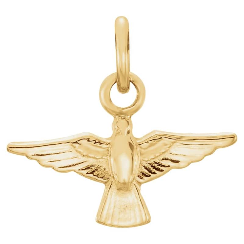 Curata 14k Yellow Gold 18" Very Small Holy Spirit Pendant Necklace- 8x11mm