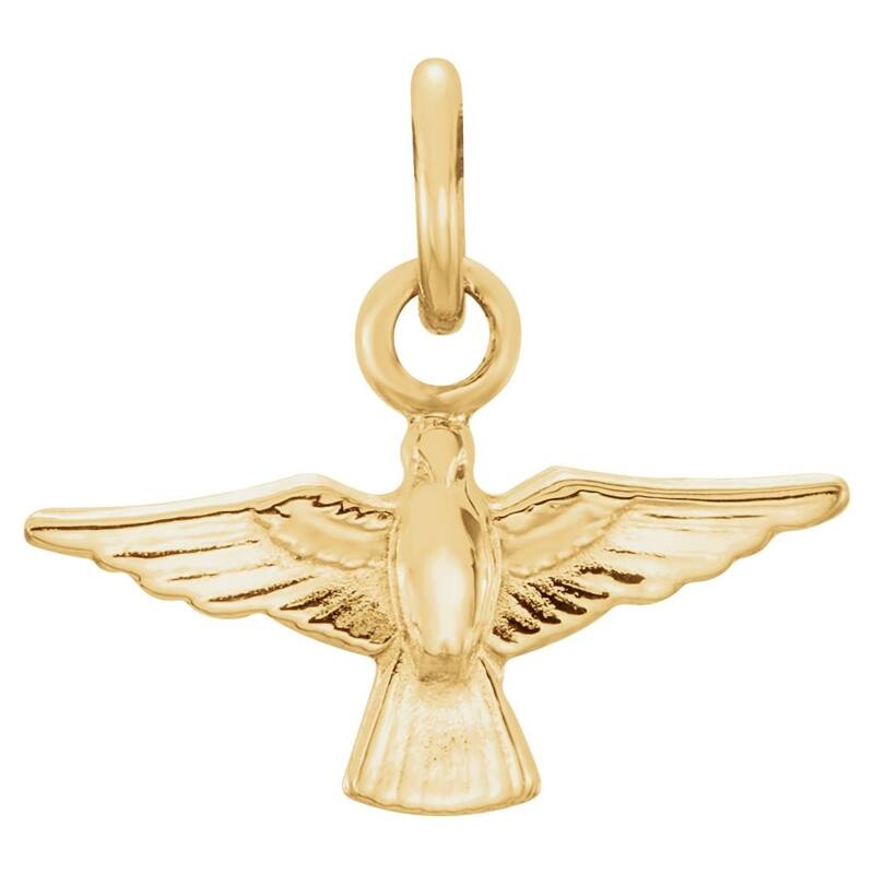 Curata 14k Yellow Gold Holy Spirit Pendant Necklace, 16" (12x18mm)