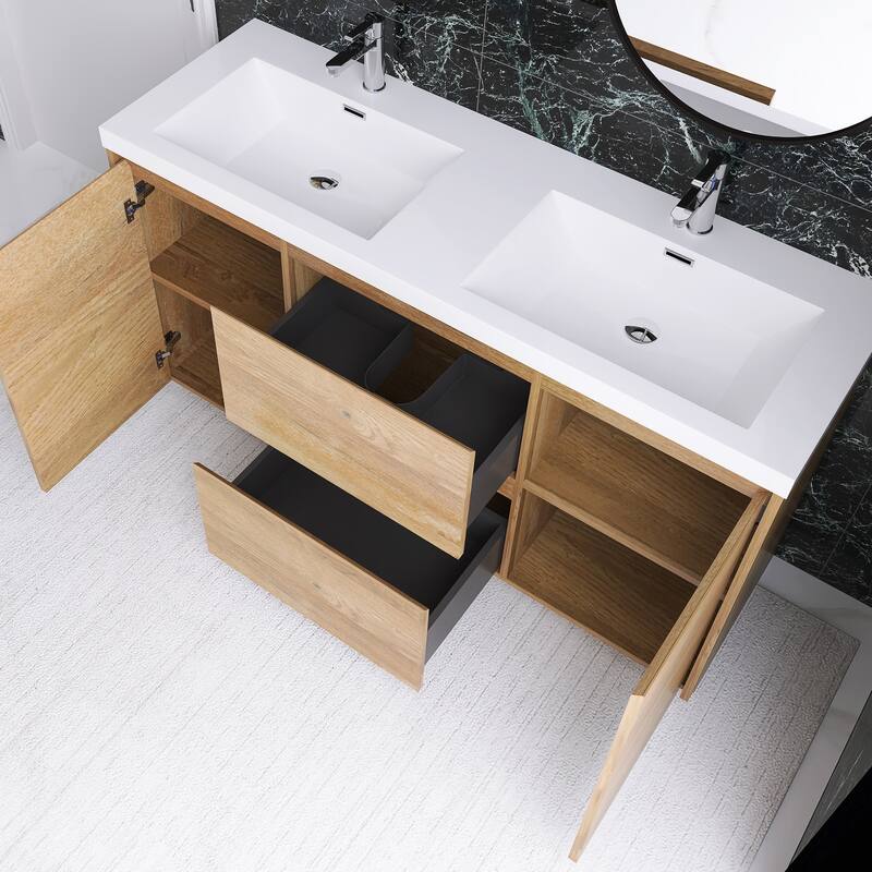 Floating Bathroom Vanity with Integrated Resin Top