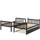 preview thumbnail 4 of 4, Espresso Twin Over Twin Solid Wood Bunk Beds with Trundle, Safety Rail, Ladder, and Guardrails, Converts to 2 Beds