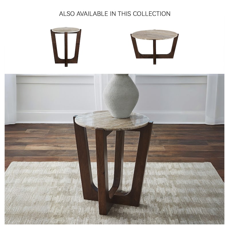 Signature Design by Ashley Tanidore Brown/Gray Round End Table - 22" W x 22" D x 24.25" H