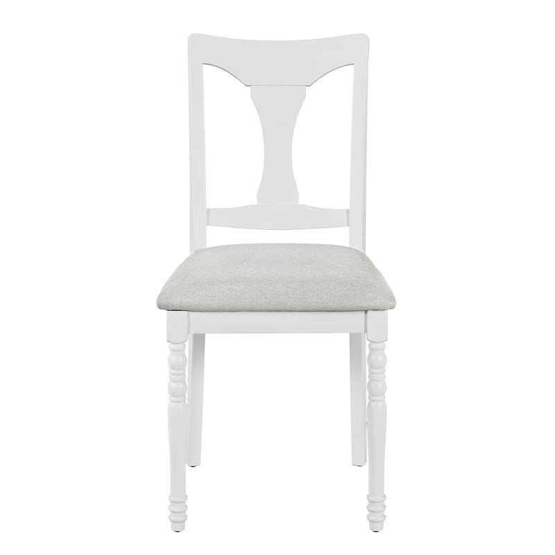 7-Piece Extendable Wood Dining Table Set with Removable Leaf and 6 Durable Chairs for Kitchen Use