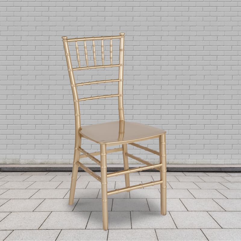 2 Pack Gold Resin Stacking Chiavari Chair - 15"W x 18.75"D x 35"H - 15"W x 18.75"D x 35"H - Gold