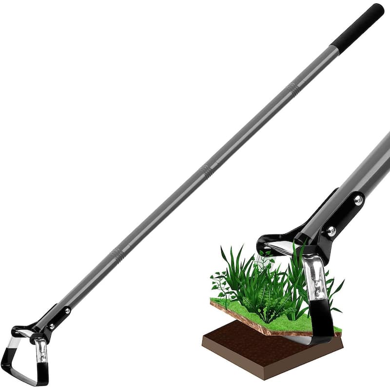 WaLensee Action Hoe for Weeding Stirrup Hoe Tools for Garden Hula-Ho with Adjustable 56 Inch Scuffle Loop Hoe - Grey