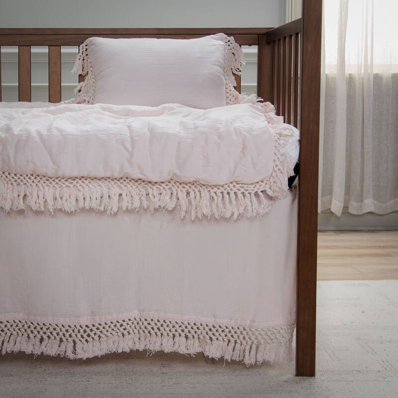 Rizzy Home Tatum Solid Crib Skirt Black - 26" X 51"