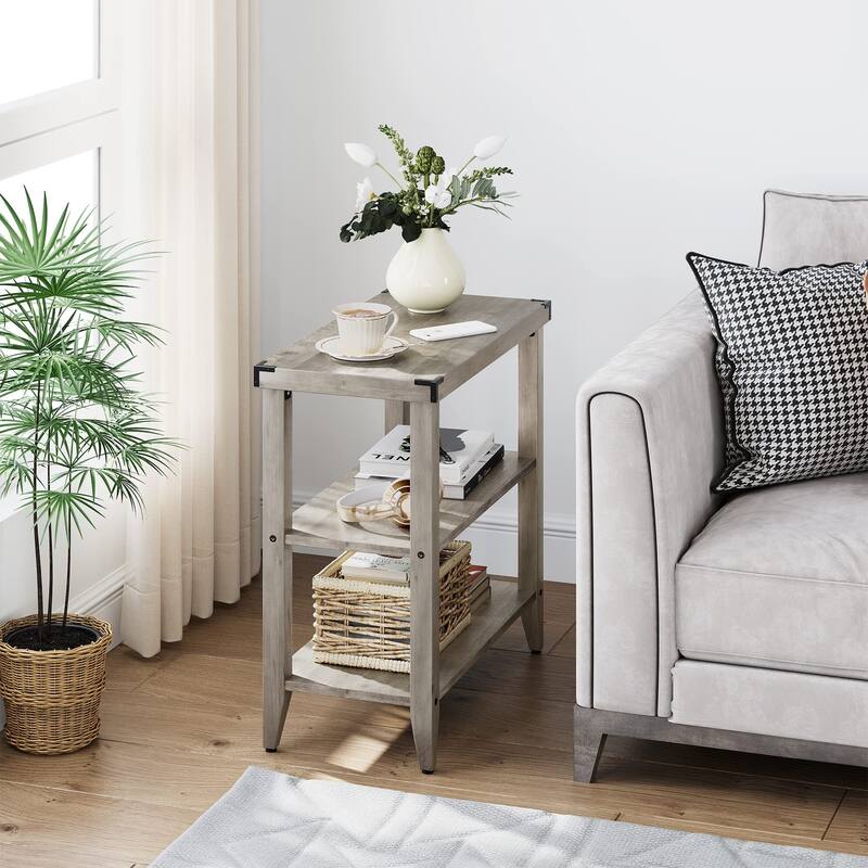 Farmhouse End Table, 3 Tier Rustic Side Table