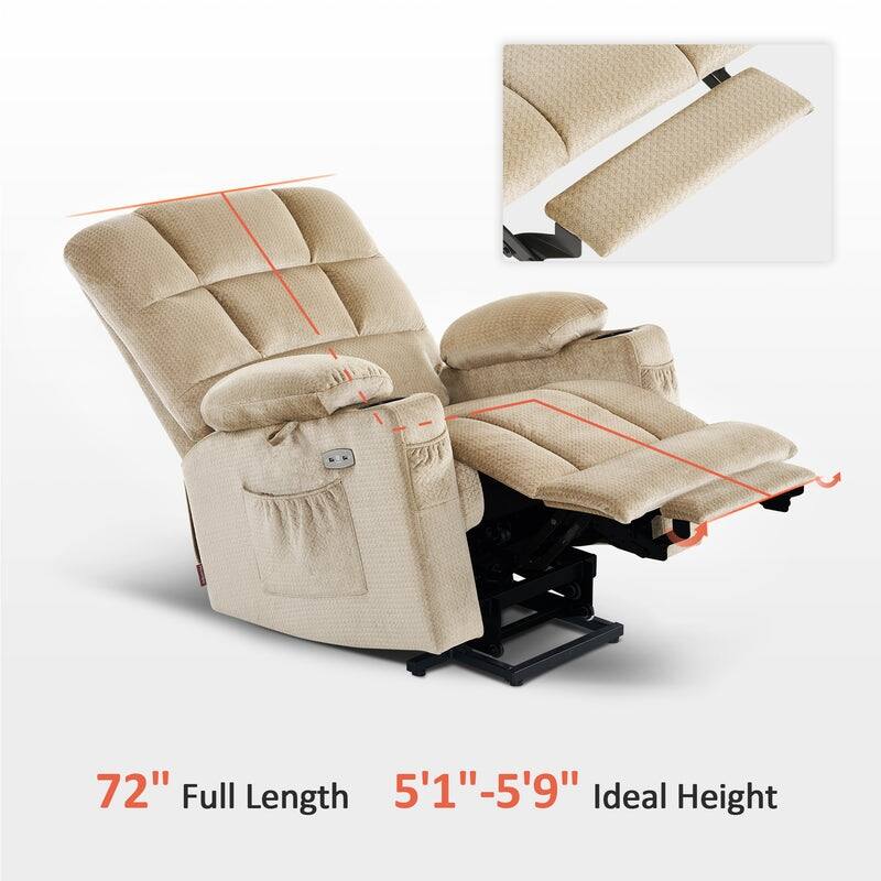 MCombo Dual Motor Power Lift Recliner Chair for Elderly, Massage and Heat, Fabric 7680