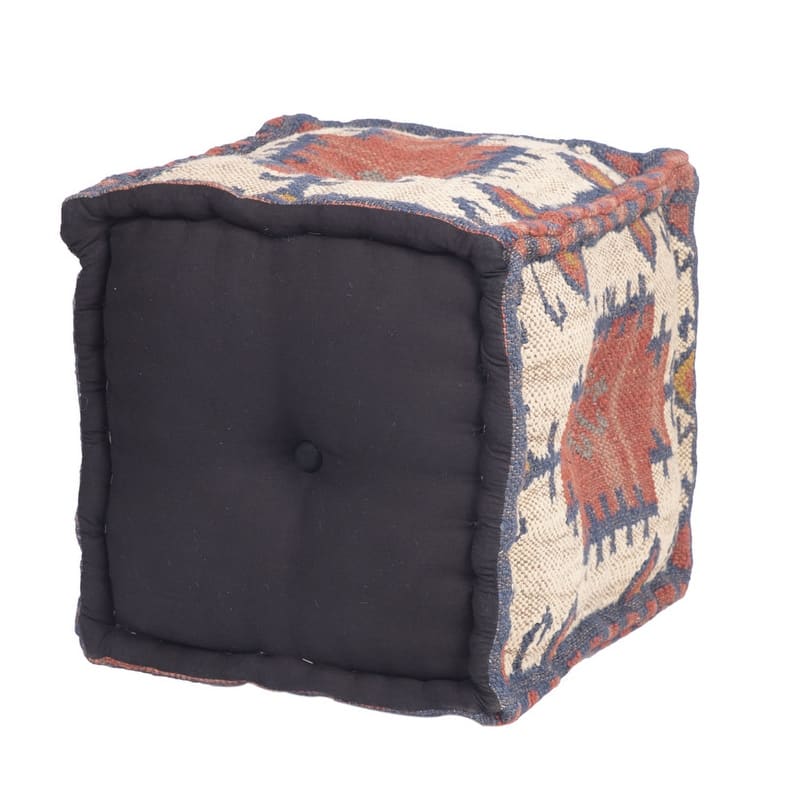 HERAT ORIENTAL Handmade Kilim Ottoman - 16" x 16" x 16"