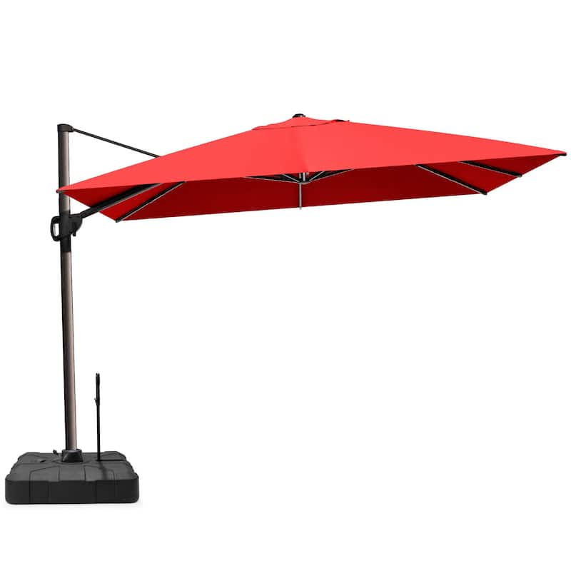 9 x 12 ft Outdoor Luxury Patio Cantilever Offset Umbrella with Base Stand