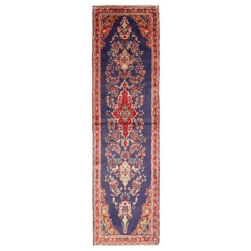 ECARPETGALLERY Hand-knotted Anadol Dark Navy Wool Rug - 2' 7" x 9' 5" - Dark Navy - 2' 7" x 9' 5" - Runner