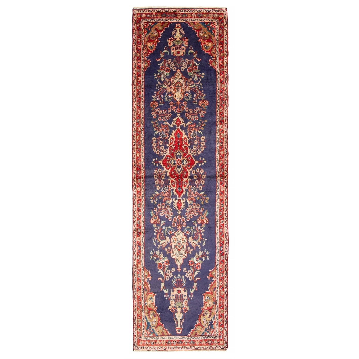 ECARPETGALLERY Hand-knotted Anadol Dark Navy Wool Rug - 2' 7" x 9' 5"