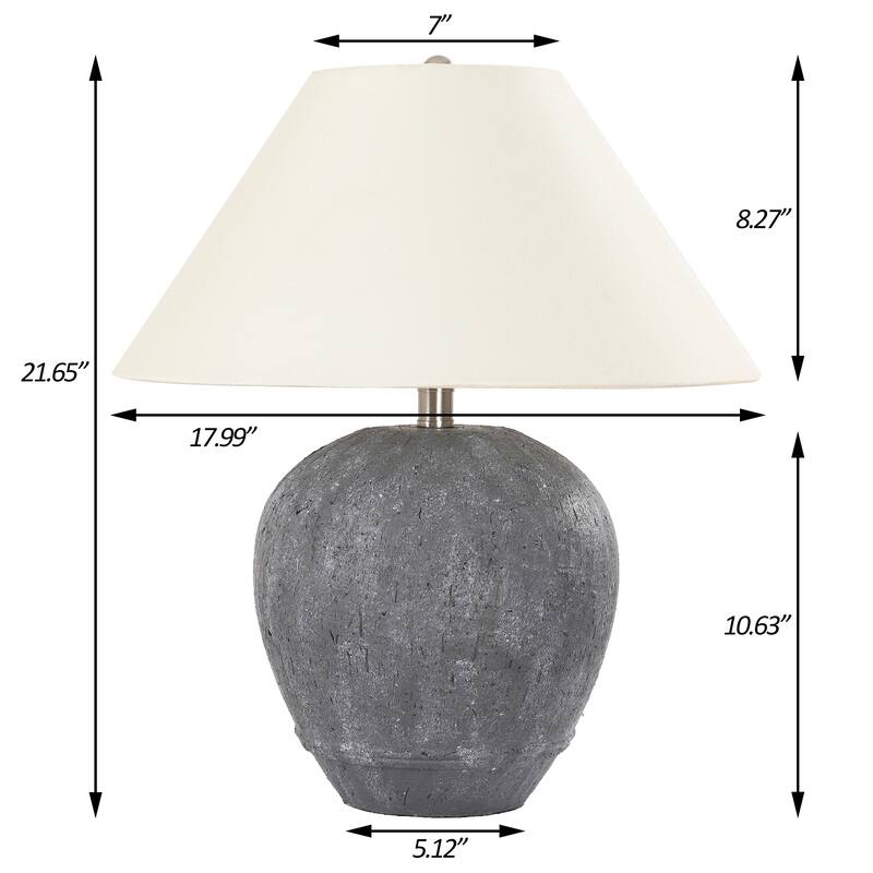21.6" Modern Ceramic Table Lamp With Linen Shade for Living Room Bedroom
