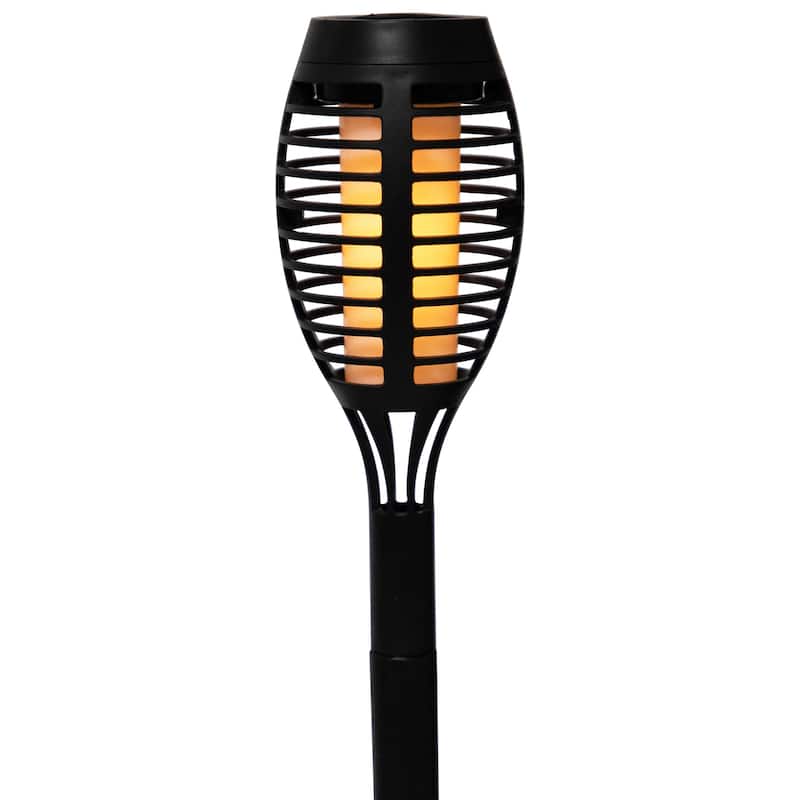Set of 4 Black Solar Powered LED Pathway Markers 19.75"