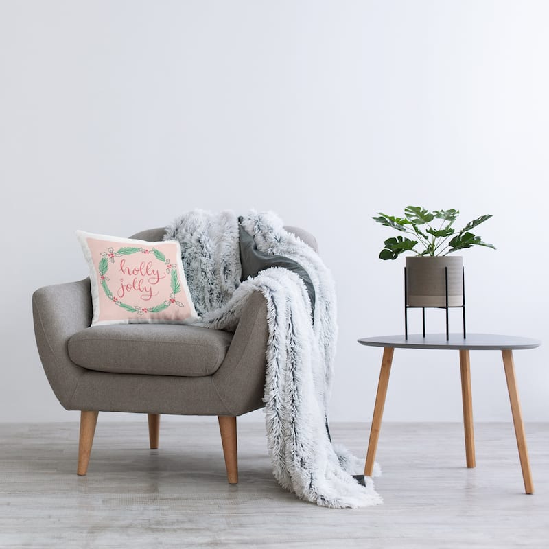 Stupell Minimal Holly Jolly Wreath Decorative Printed Throw Pillow Design by Sazerelli Designs