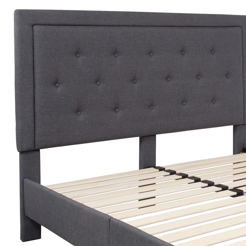Panel Tufted Upholstered Platform Bed