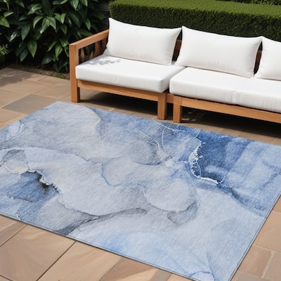 Alto Contemporary Abstract Weather Resistant Blended Style Outdoor Rug