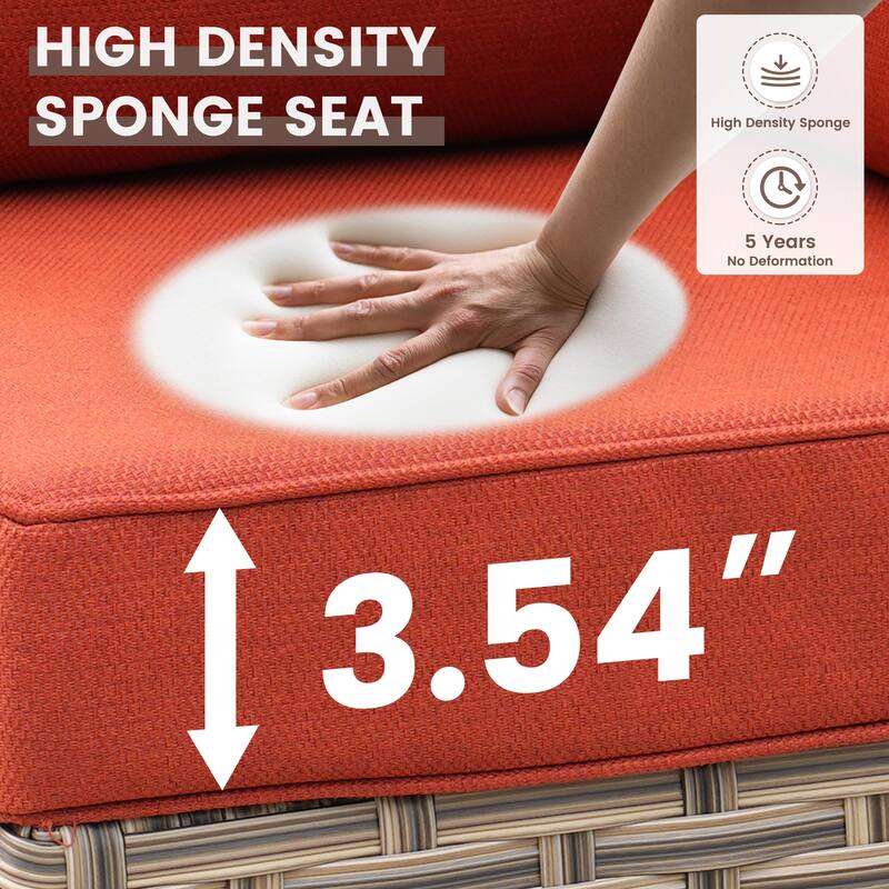 OVIOS 5 Pieces Outdoor Wicker Furniture Set With Solar-Powered Coffee Table