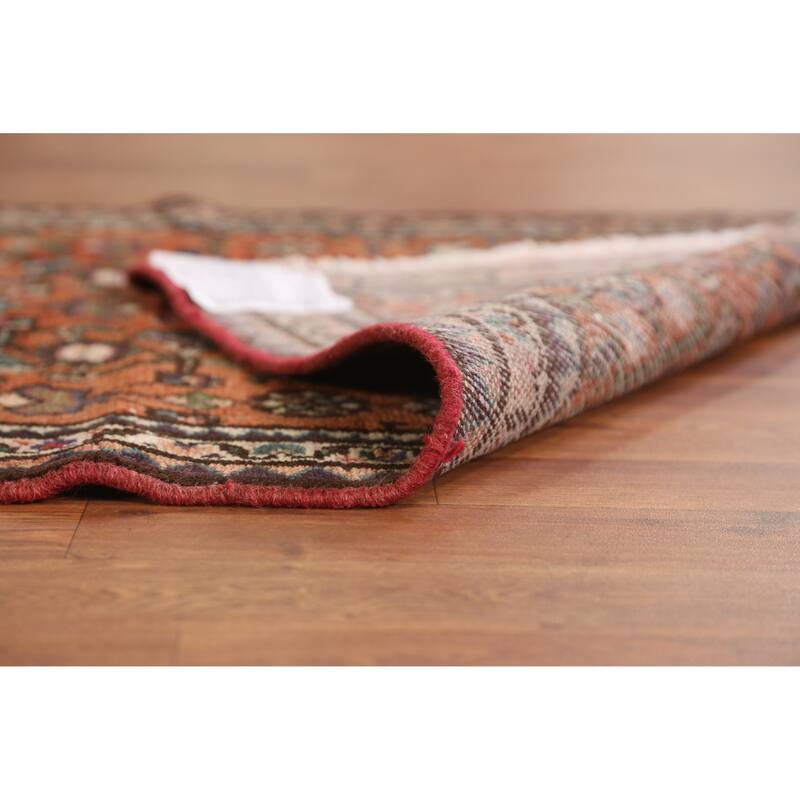 Hand Knotted Oriental 100% Wool Carpet Traditional All-Over Oranges & Rust Hamedan Runner Rug - 8' 2'' X 2' 8''