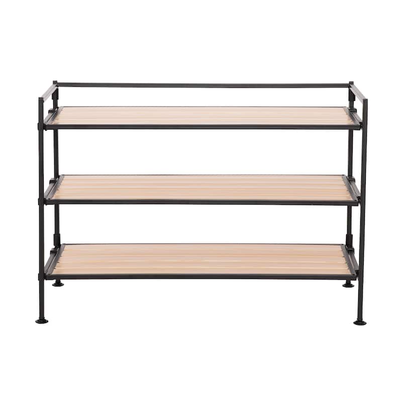 Seville Classics 9-Pair 3-Tier White Resin Slat Metal Frame Stackable Shoe Rack